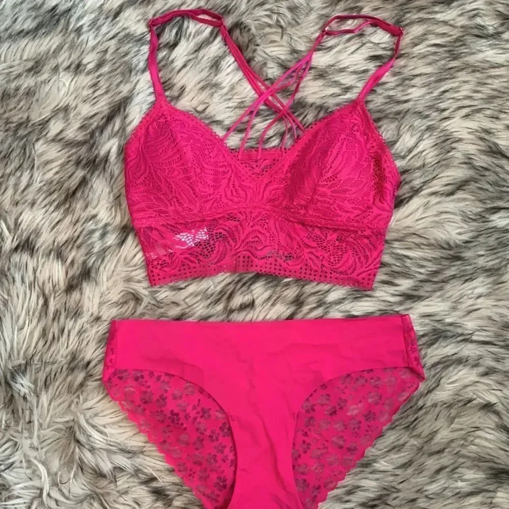 Auden Lace Lightly Lined Bralette Bra/ Panty Set XS